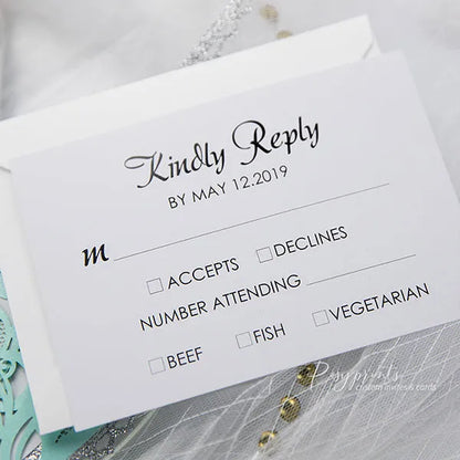 elegant tiffany wedding invitations with silver glitter ROSYP59 - Rosy Prints