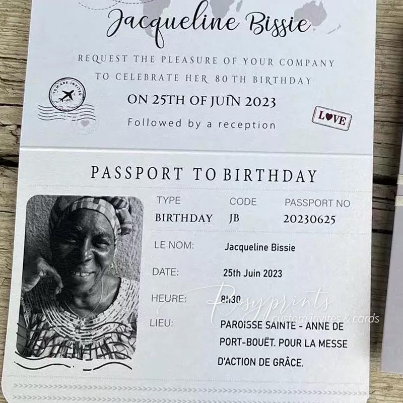 gold foil boarding passport ticket birthday party invitations ROSYF15