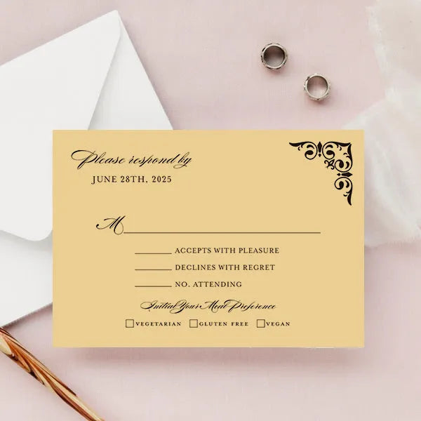 elegant black gold borders vintage wedding invitations ROSYP64