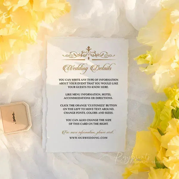 gold swirl deckled edge wedding invitations ROSYD09 - Rosy Prints