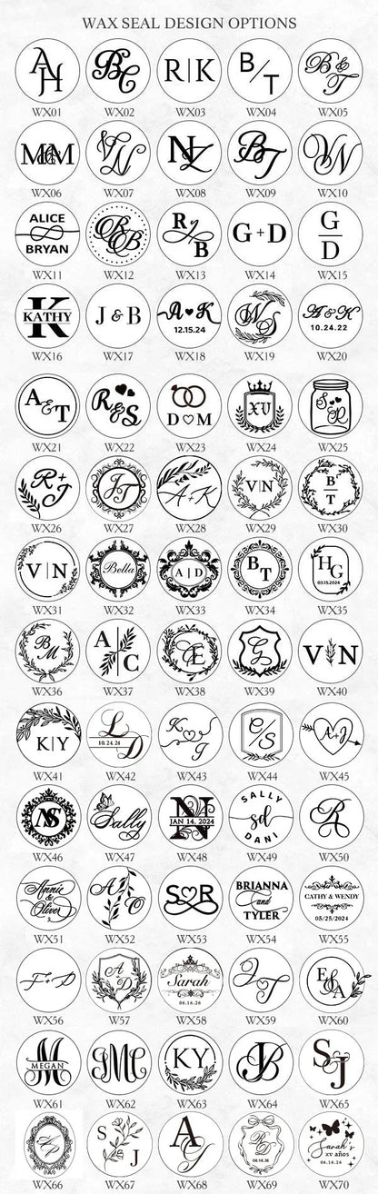 monogram initial wax seals for invitations, Self adhesive, Premade, 10pcs/set