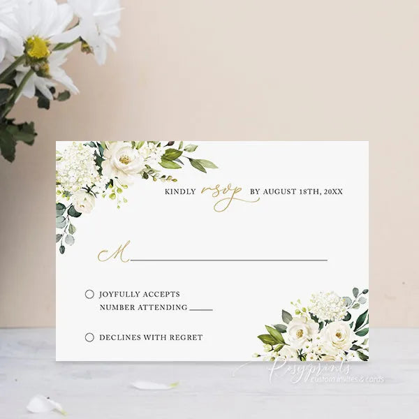 ivory flowers gold foil velvet wedding invitations ROSYP53 - Rosy Prints