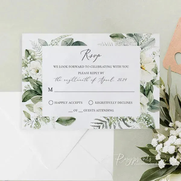 elegant floral sage green wedding invitations ROSYP18 - Rosy Prints