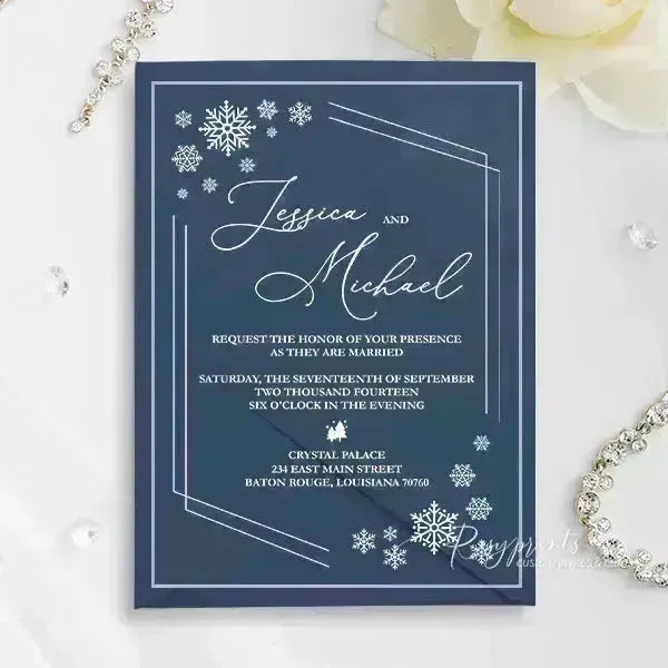 clear acrylic white snowflake winter invitations ROSYA84 - Rosy Prints