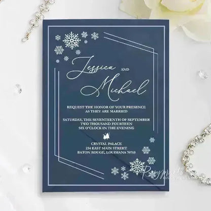 clear acrylic white snowflake winter invitations ROSYA84 - Rosy Prints